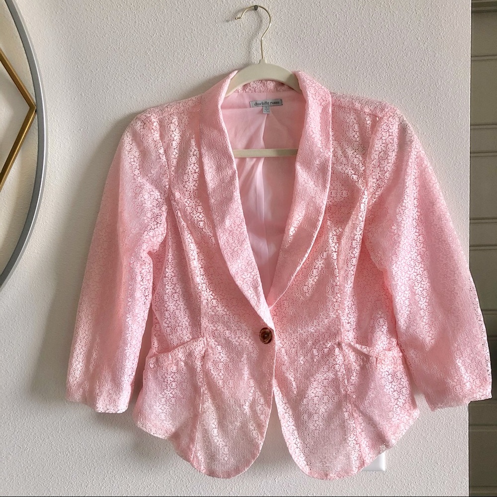 Charlotte Russe Pink Lace Blazer